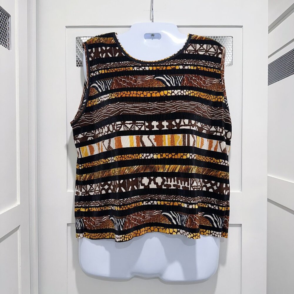 Vintage 90's Animal Print Pleated Crinkle Crop Top